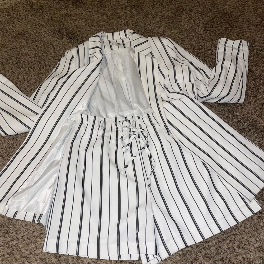 Striped blazer & short set